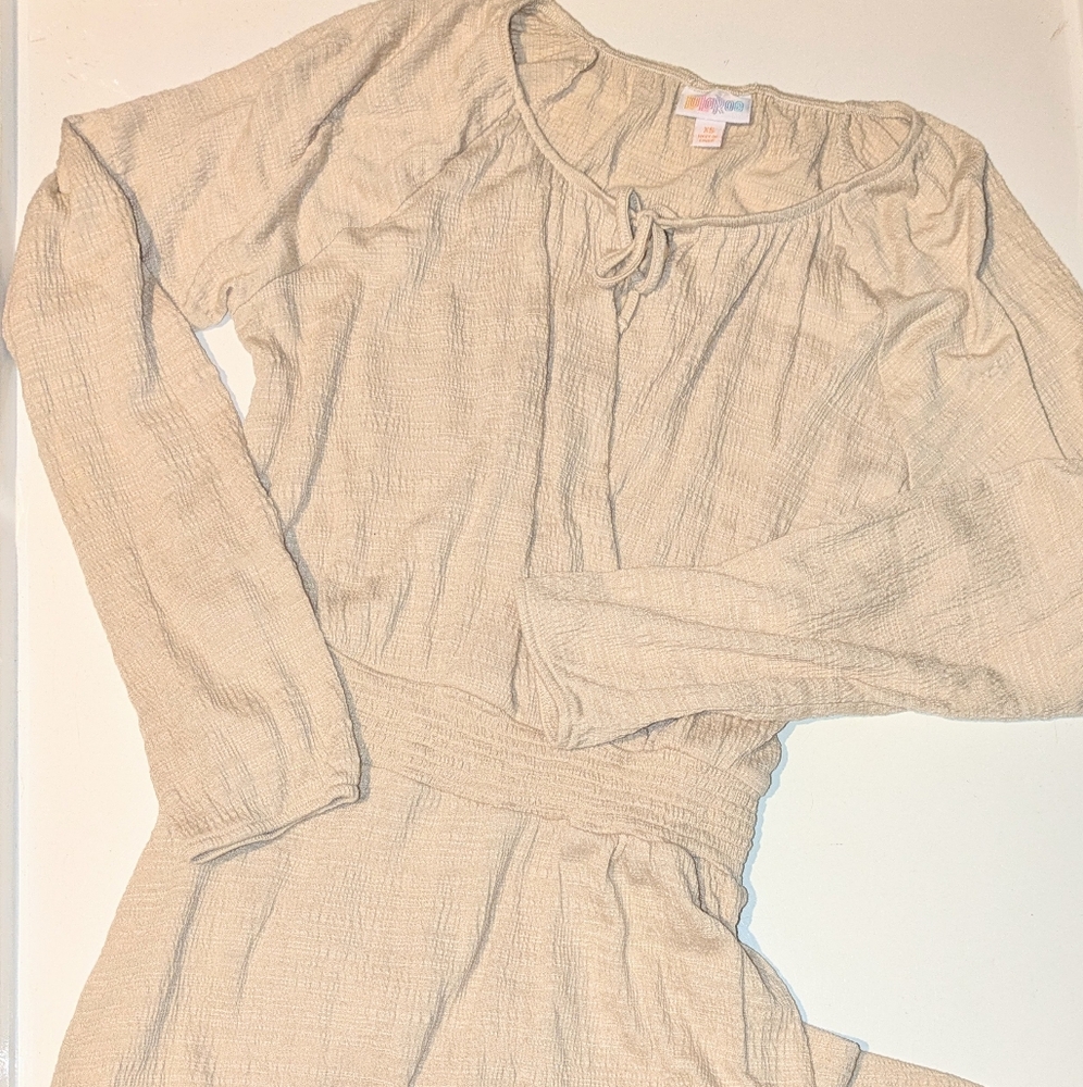 Lularoe Jody Cream Long Sleeve Peasant Dress Xs